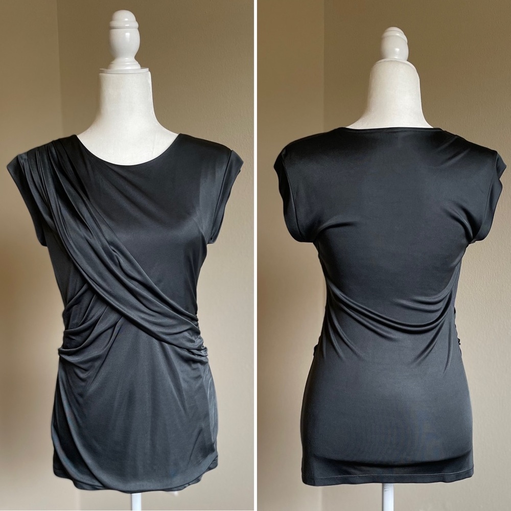 Ann Taylor Grey Wrap Top Size Medium